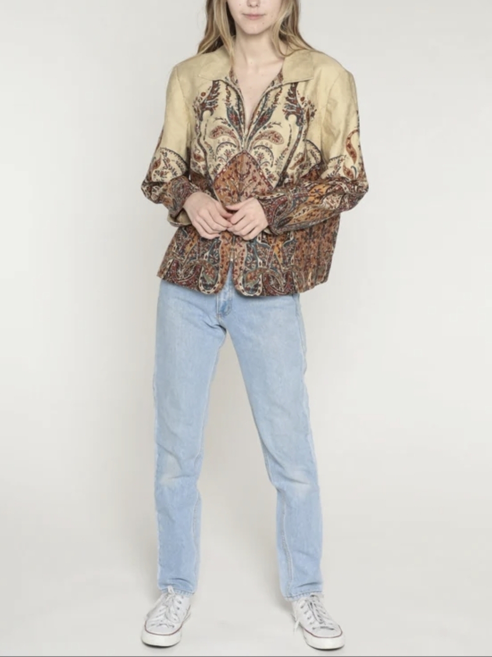 Coldwater Creek Blazer Womens Medium Paisley Tan Zip Up Jacket - Picture 2 of 16
